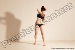 Underwear Martial art Woman White Moving poses Average long brown Dynamic poses Academic